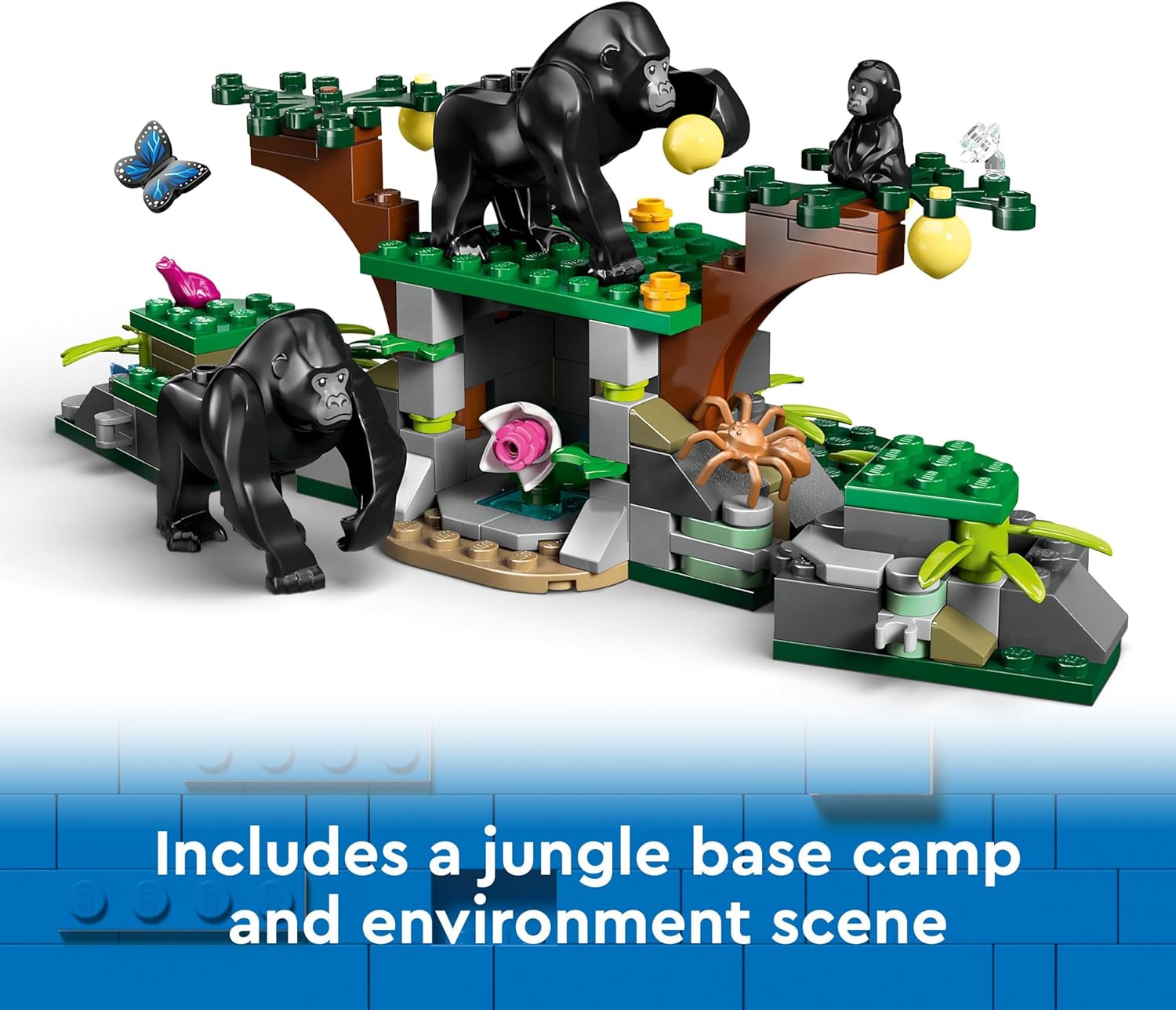 LEGO City Jungle Explorer Helicopter at Base Camp, Vehicle Building Toy Adventure Set for 8 Plus Year Old Kids, Boys & Girls, with 5 Minifigures and 3 Gorilla Animal Figures, Creative Gift Idea 60437
