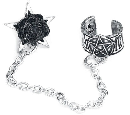 Alchemy Gothic Rosa Nocta Earcuff Women Ear Clip Silver-Coloured, Pewter