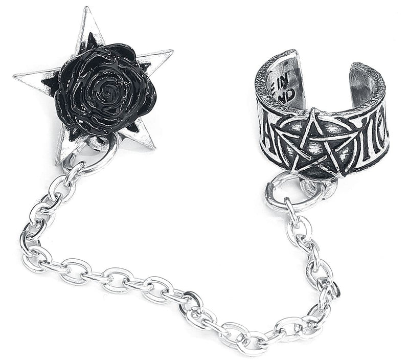 Alchemy Gothic Rosa Nocta Earcuff Women Ear Clip Silver-Coloured, Pewter