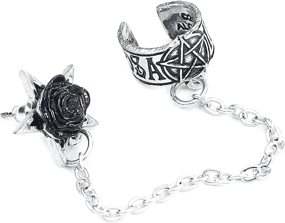 Alchemy Gothic Rosa Nocta Earcuff Women Ear Clip Silver-Coloured, Pewter