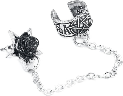 Alchemy Gothic Rosa Nocta Earcuff Women Ear Clip Silver-Coloured, Pewter