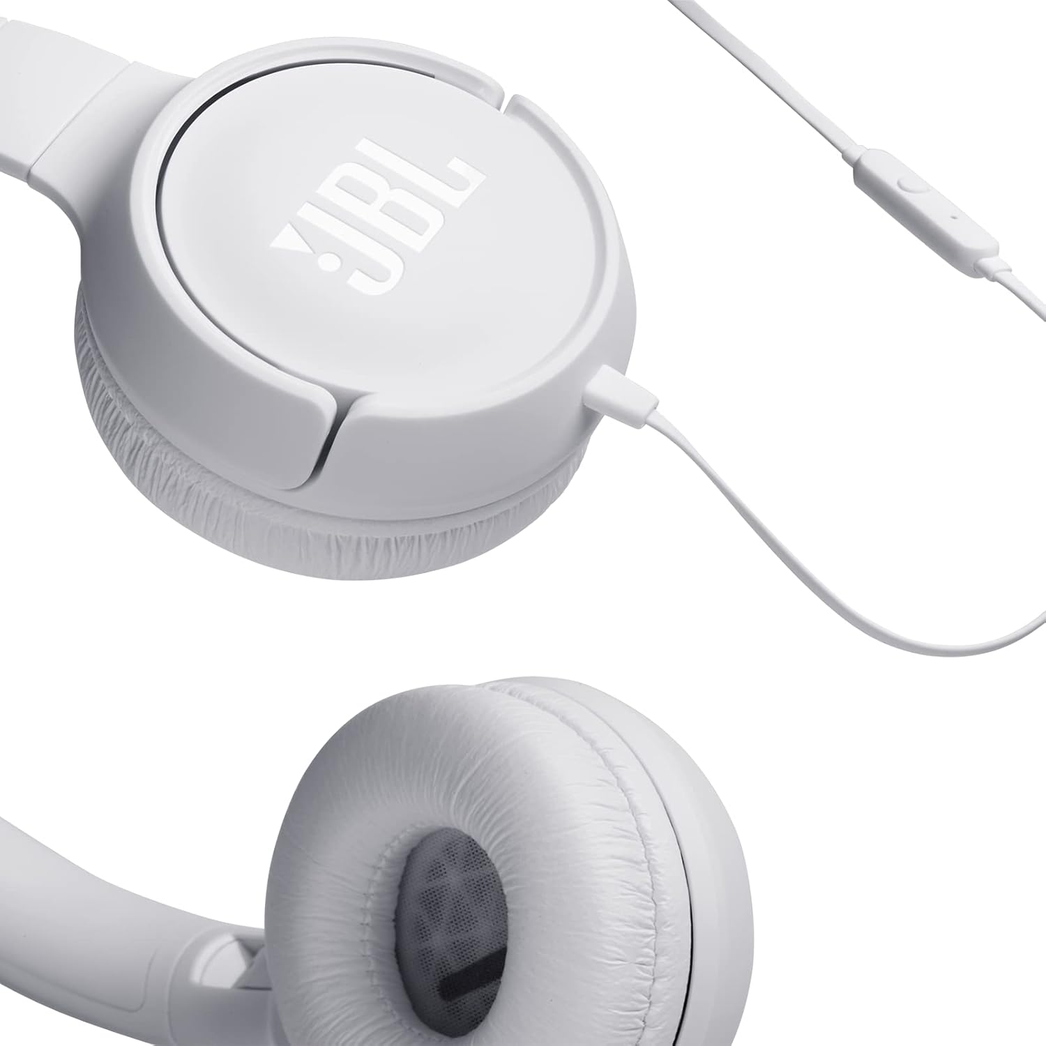 JBL Tune 500 Cuffie Sovraurali, Cuffia On Ear con Microfono e Comando Remoto ad 1 Pulsante, bluetooth, cablato, elimina i rumori, Leggere e Pieghevoli, Da Viaggio, Bianco