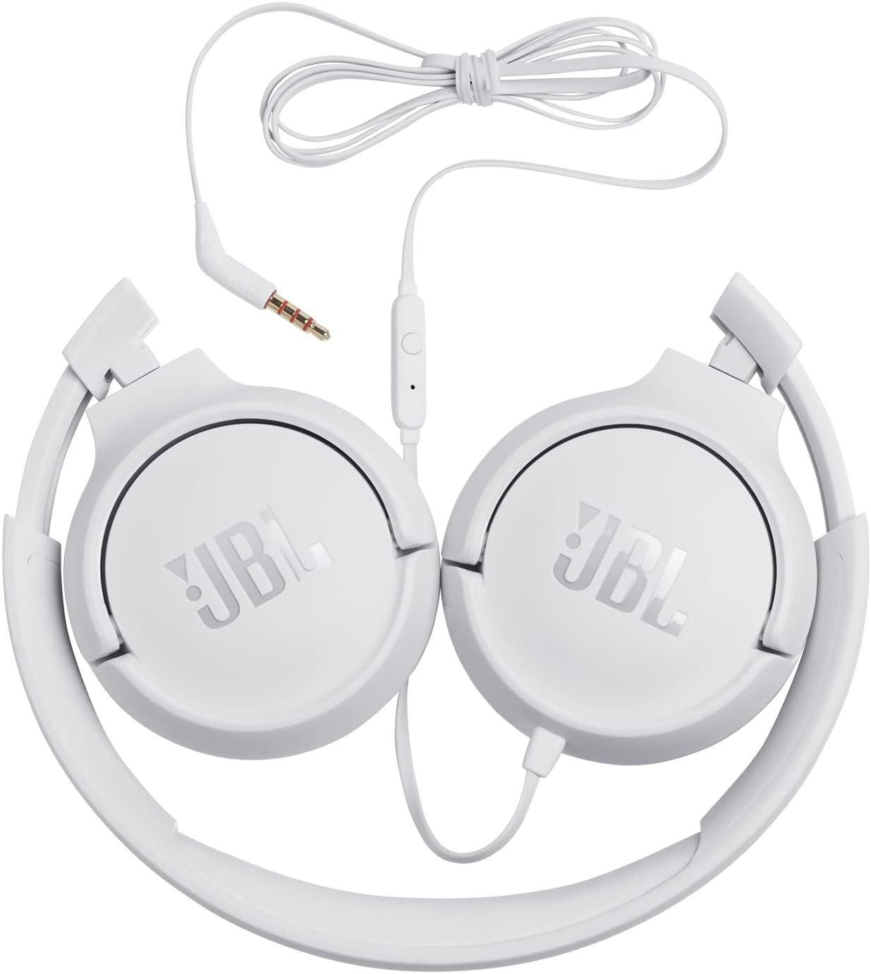 JBL Tune 500 Cuffie Sovraurali, Cuffia On Ear con Microfono e Comando Remoto ad 1 Pulsante, bluetooth, cablato, elimina i rumori, Leggere e Pieghevoli, Da Viaggio, Bianco