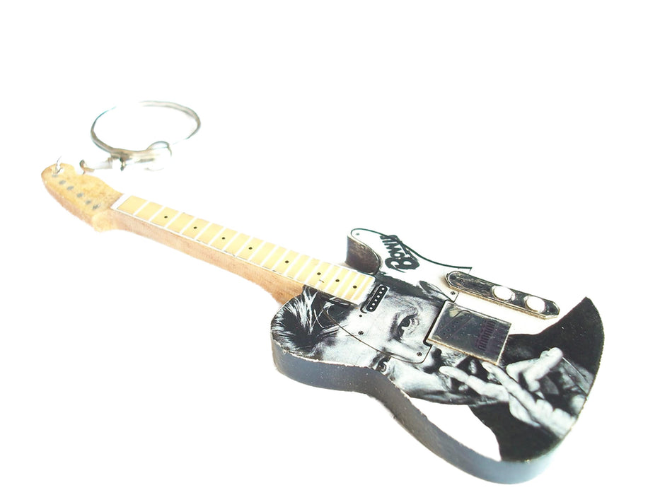 bowie guitar keychain, white, One size
