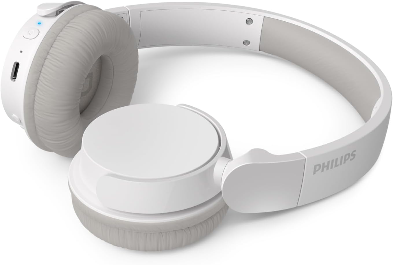 PHILIPS TAH3209WH Lightweight On Ear Wireless Bluetooth Headphones with Passive Noise Isolation - 25 Hours Play Time, Natural Sound, Clear Calls, Dynamic Bass, 2 Hours USB-C Charging