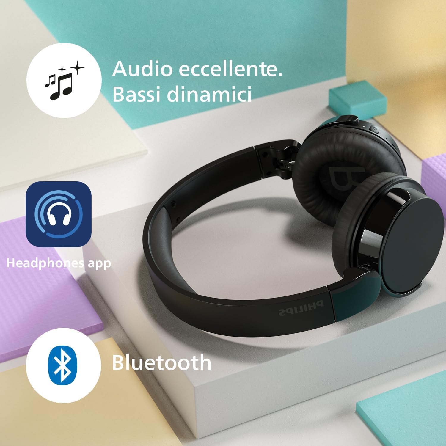 PHILIPS TAH4209BK Lightweight On Ear Wireless Bluetooth Headphones with Passive Noise Isolation - 55 Hours Play Time, Natural Sound, Clear Calls, Dynamic Bass, 2 Hours USB-C Charging –