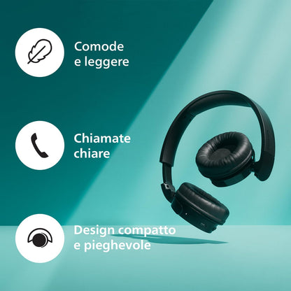PHILIPS TAH4209WH Lightweight On Ear Wireless Bluetooth Headphones with Passive Noise Isolation - 55 Hours Play Time, Natural Sound, Clear Calls, Dynamic Bass, 2 Hours USB-C Charging