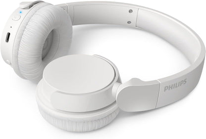 PHILIPS TAH4209WH Lightweight On Ear Wireless Bluetooth Headphones with Passive Noise Isolation - 55 Hours Play Time, Natural Sound, Clear Calls, Dynamic Bass, 2 Hours USB-C Charging