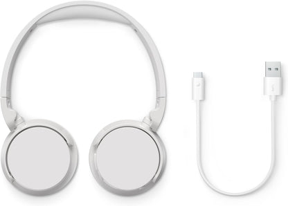 PHILIPS TAH4209WH Lightweight On Ear Wireless Bluetooth Headphones with Passive Noise Isolation - 55 Hours Play Time, Natural Sound, Clear Calls, Dynamic Bass, 2 Hours USB-C Charging