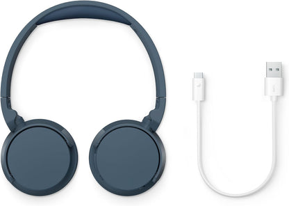 Philips TAH4209BL/00 Lightweight Wireless Bluetooth On-Ear Headphones – Up to 55h Playtime, Blue
