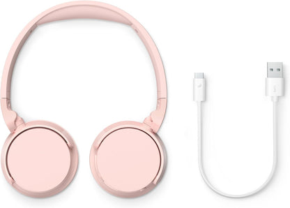 PHILIPS TAH4209PK Lightweight On Ear Wireless Bluetooth Headphones with Passive Noise Isolation - 55 Hours Play Time, Natural Sound, Clear Calls, Dynamic Bass, 2 Hours USB-C Charging