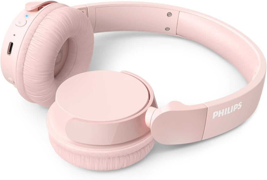 PHILIPS TAH4209PK Lightweight On Ear Wireless Bluetooth Headphones with Passive Noise Isolation - 55 Hours Play Time, Natural Sound, Clear Calls, Dynamic Bass, 2 Hours USB-C Charging
