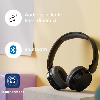 PHILIPS TAH3209BG Lightweight On Ear Wireless Bluetooth Headphones with Passive Noise Isolation - 25 Hours Play Time, Natural Sound, Clear Calls, Dynamic Bass, 2 Hours USB-C Charging