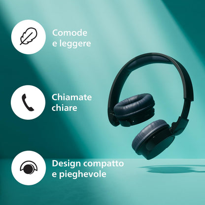 PHILIPS TAH3209BG Lightweight On Ear Wireless Bluetooth Headphones with Passive Noise Isolation - 25 Hours Play Time, Natural Sound, Clear Calls, Dynamic Bass, 2 Hours USB-C Charging