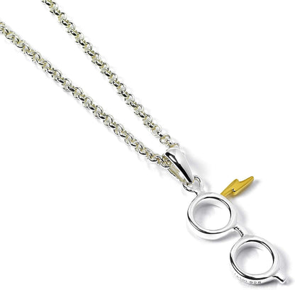 Official Harry Potter Sterling Silver Lightning Bolt & Glasses Necklace by The Carat Shop