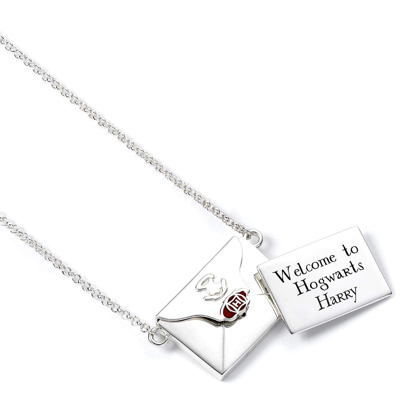 Harry Potter The Carat Shop Halskette mit Buchstaben-Anhänger aus Sterlingsilber mit Umschlag zum Öffnen, Sterling Silber
