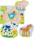 GOKI- Animales de Granja, Puzzle No Aplica Madera, Multicolor, único (57386