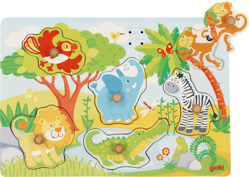 Goki Aplica Puzzle de Sonido, Animales del Zoo, Multicolor, único (57398