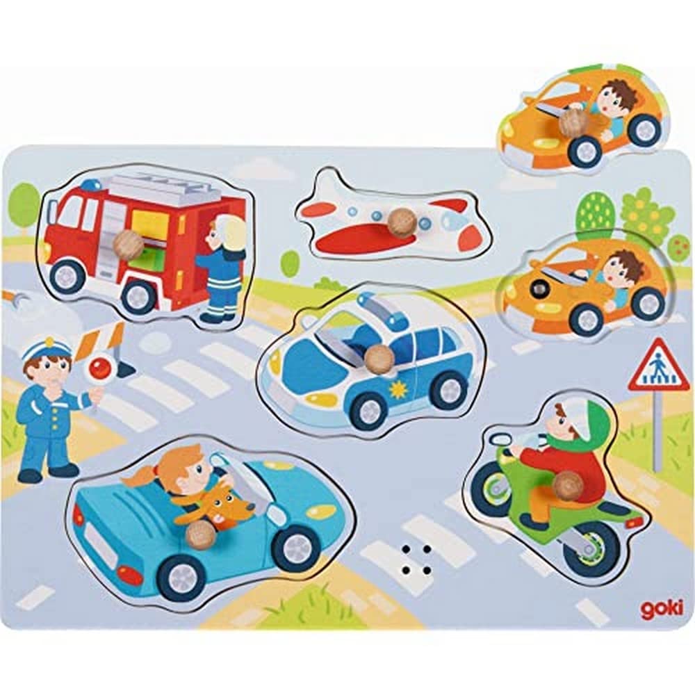 Goki Aplica Puzzle de Sonido, Medios de Transporte, Multicolor, único (57399