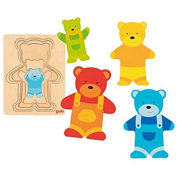 Goki 57449 Puzzle de capas, Oso, Multi-Coloured (Multi-Coloured