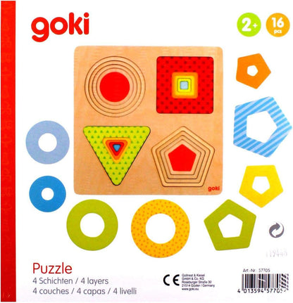 Goki- Puzzle de Capas, Formas, Multicolor (1