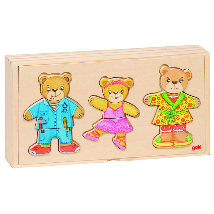 Goki- Animales 3DPuzzles con tiradoresGOKIFamilia de Osos, Caja Puzzle, Basic, Multicolor, Medium (Gollnest & Kiesel 57811.0