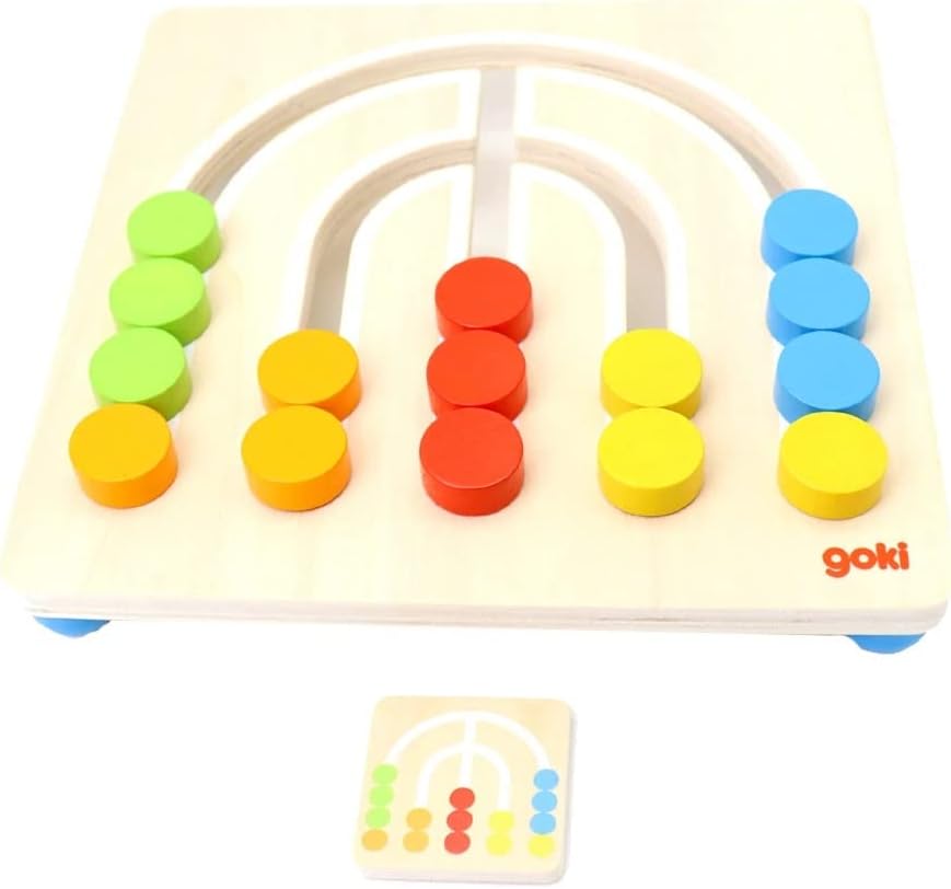 Goki- Tabla de clasificación Arco Iris, 5 Colores Dominó, Multicolor (58436