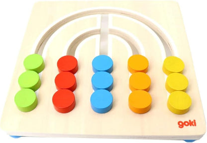 Goki- Tabla de clasificación Arco Iris, 5 Colores Dominó, Multicolor (58436