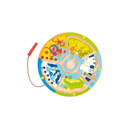 Goki 58716 Laberinto magnético - Aprender a contar en el zoológico Wooden Puzzles, Multi-Coloured (Multi-Coloured