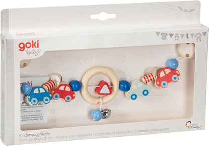 goki 65197 Pram Chain Cars Colourful Cars Made of Maple and Beech Wood Handmade Made in Germany