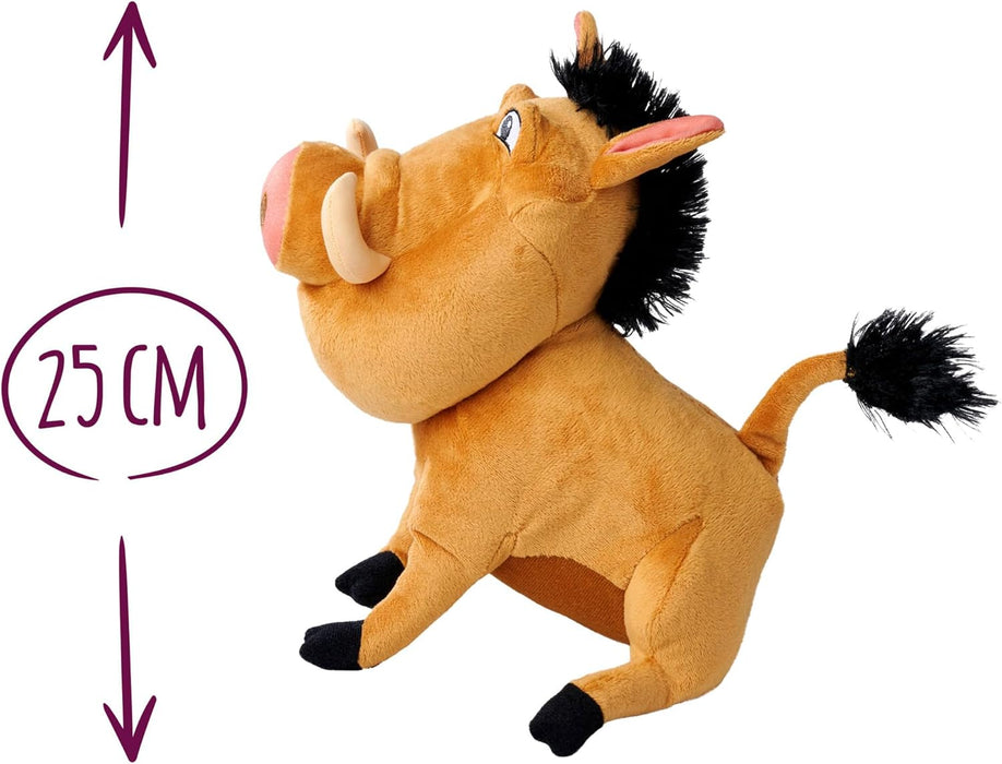 Disney Lion King Pumbaa Character 25cm tall, Celebrating 30 Years of The Lion King, cuddly soft toy for kids and adults for birthday and gift or just collect them all
