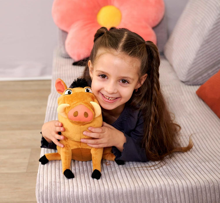 Disney Lion King Pumbaa Character 25cm tall, Celebrating 30 Years of The Lion King, cuddly soft toy for kids and adults for birthday and gift or just collect them all