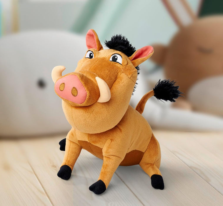 Disney Lion King Pumbaa Character 25cm tall, Celebrating 30 Years of The Lion King, cuddly soft toy for kids and adults for birthday and gift or just collect them all
