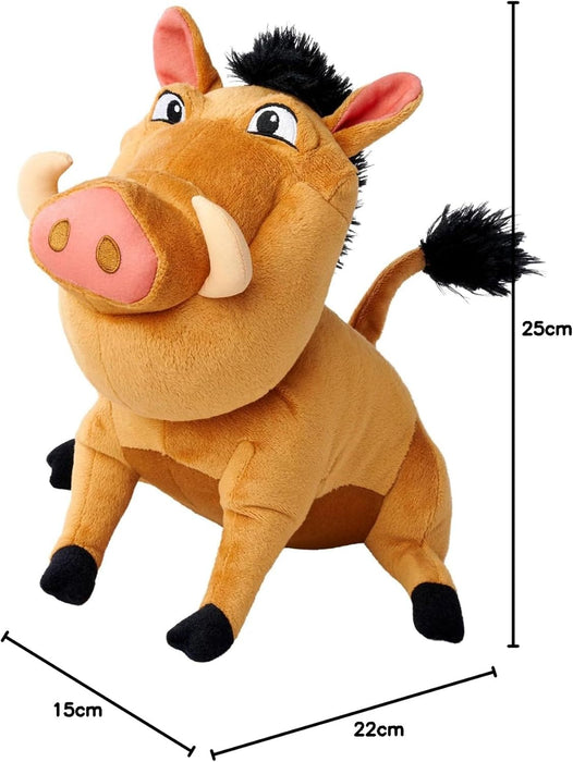 Disney Lion King Pumbaa Character 25cm tall, Celebrating 30 Years of The Lion King, cuddly soft toy for kids and adults for birthday and gift or just collect them all