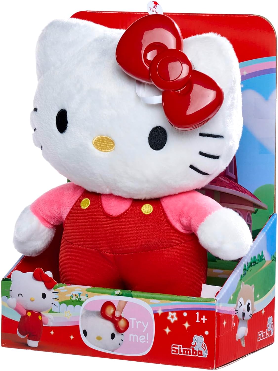 Simba 109280149 Hello Kitty Magic Bow Pluche, met originele serie, licht en geluid, 30 cm, geschikt vanaf de eerste levensmaanden