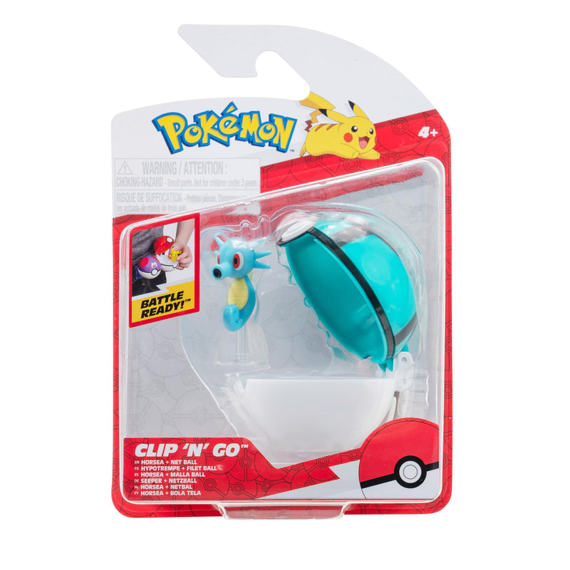 Pokémon PKW3145 - Clip'n'Go Poké Ball - Seeper und Netzball, offizieller Pokéball mit 5 cm Figur