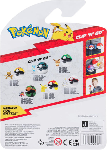 Pokémon PKW3145 - Clip'n'Go Poké Ball - Seeper und Netzball, offizieller Pokéball mit 5 cm Figur