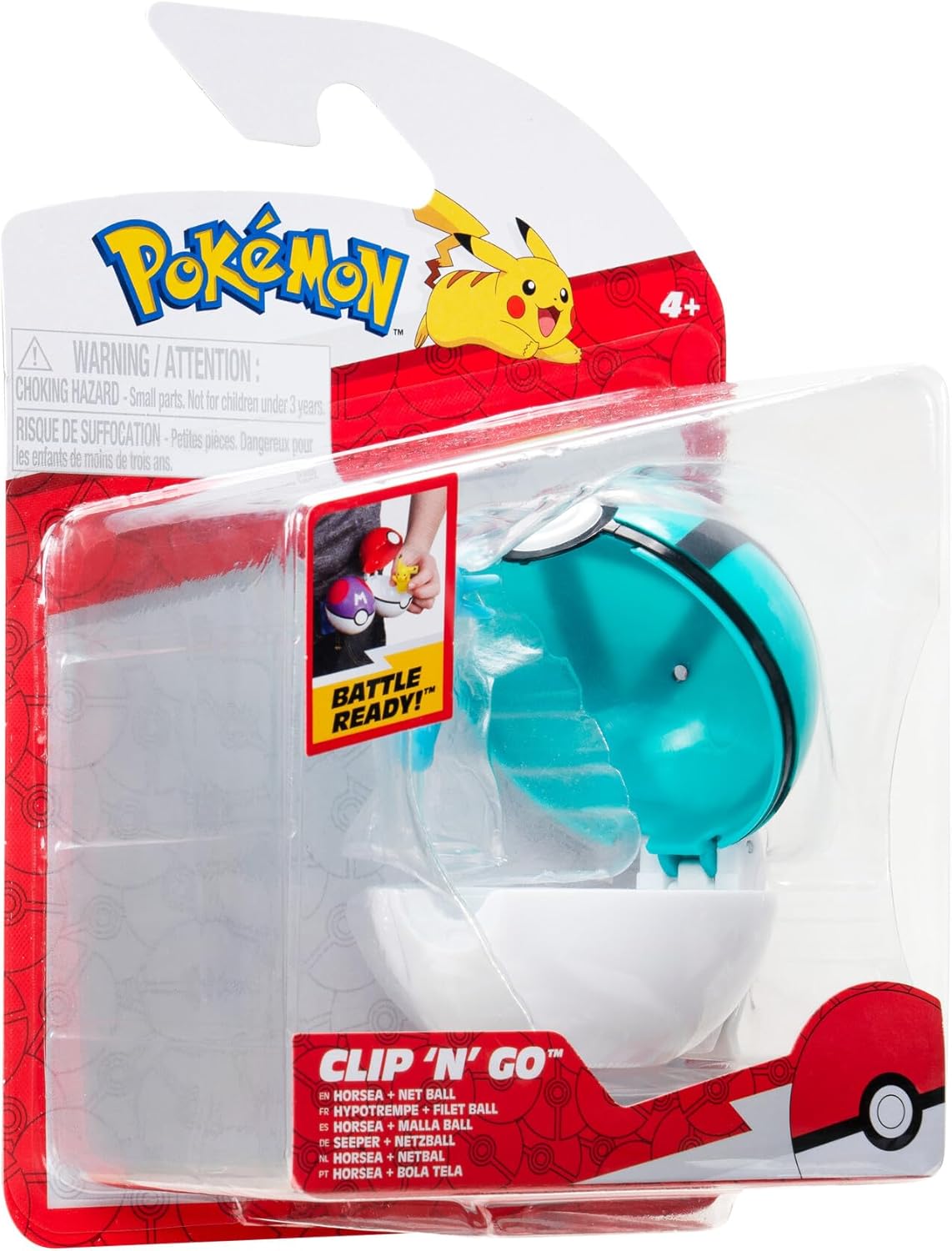 Pokémon PKW3145 - Clip'n'Go Poké Ball - Seeper und Netzball, offizieller Pokéball mit 5 cm Figur