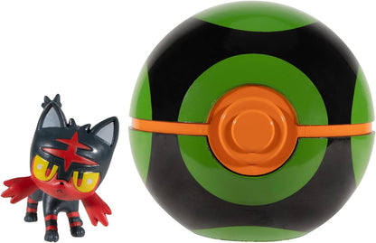 Pokémon PKW3147 Pokemon Clip 'N' Go Litten Includes 2-Inch Battle Figure und Dusk Ball Zubehör, Multi-Color