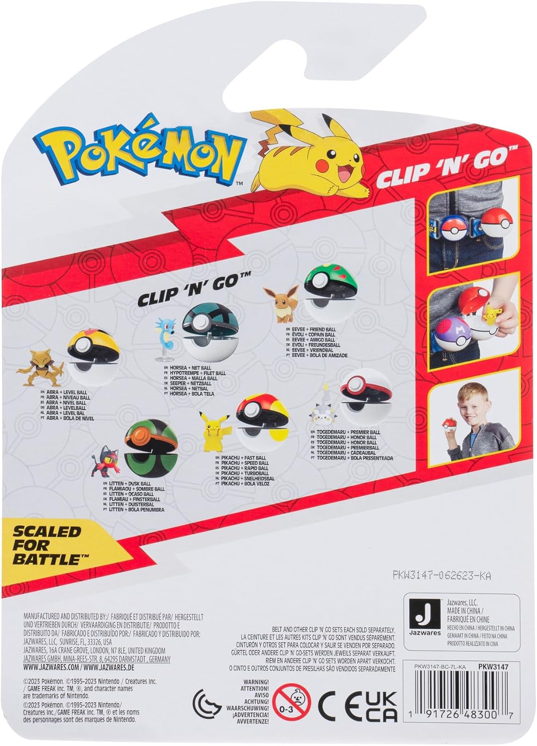 Pokémon PKW3147 Pokemon Clip 'N' Go Litten Includes 2-Inch Battle Figure und Dusk Ball Zubehör, Multi-Color