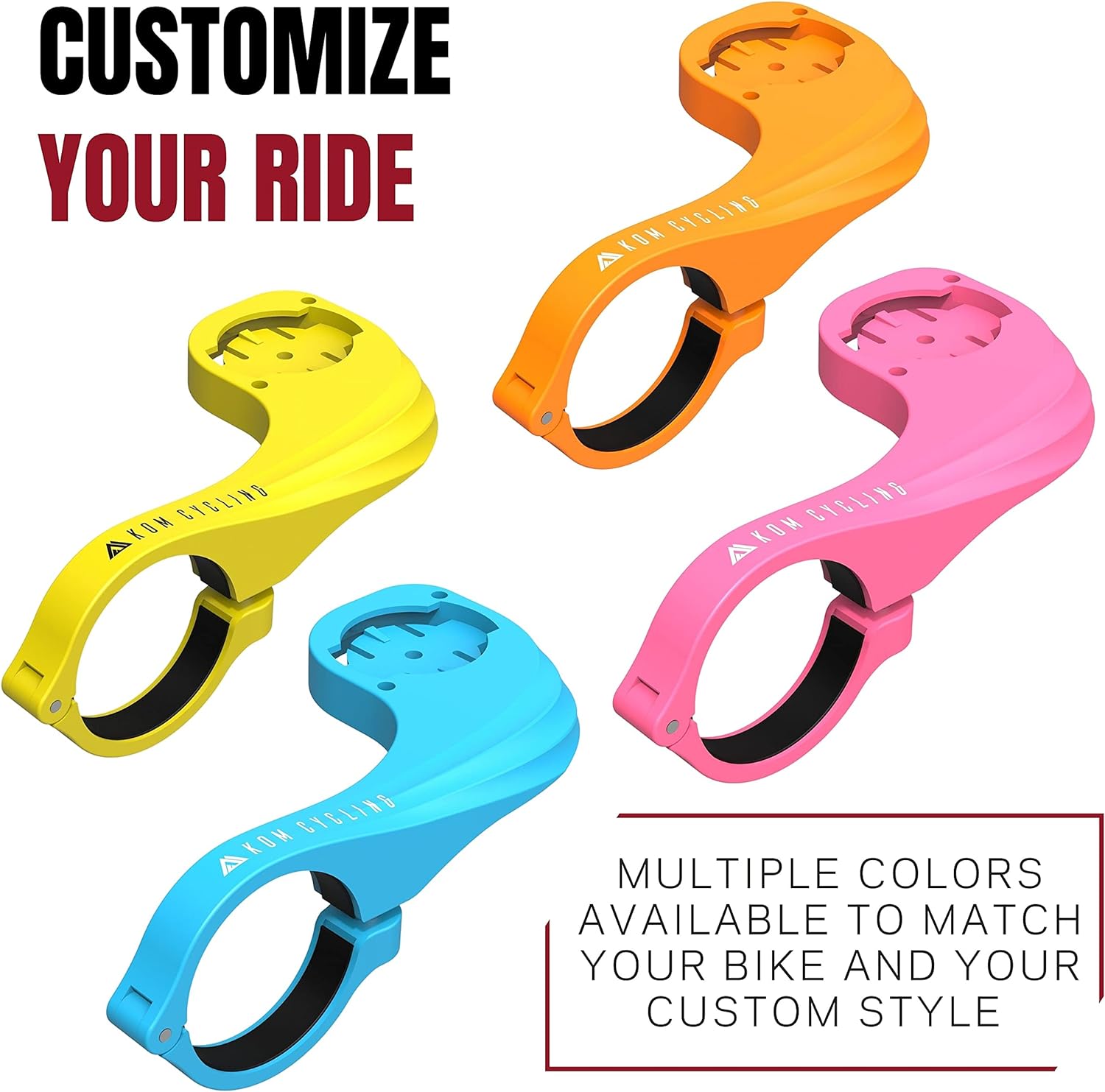 KOM Cycling Computer Mount designed to be used with Garmin Edge Series - Compatible with a range of Garmin commuters including Garmin Edge 530 Mount and Garmin 830 (Blue