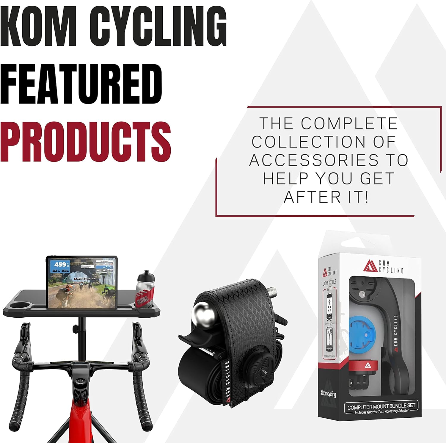 KOM Cycling Computer Mount designed to be used with Garmin Edge Series - Compatible with a range of Garmin commuters including Garmin Edge 530 Mount and Garmin 830 (Blue