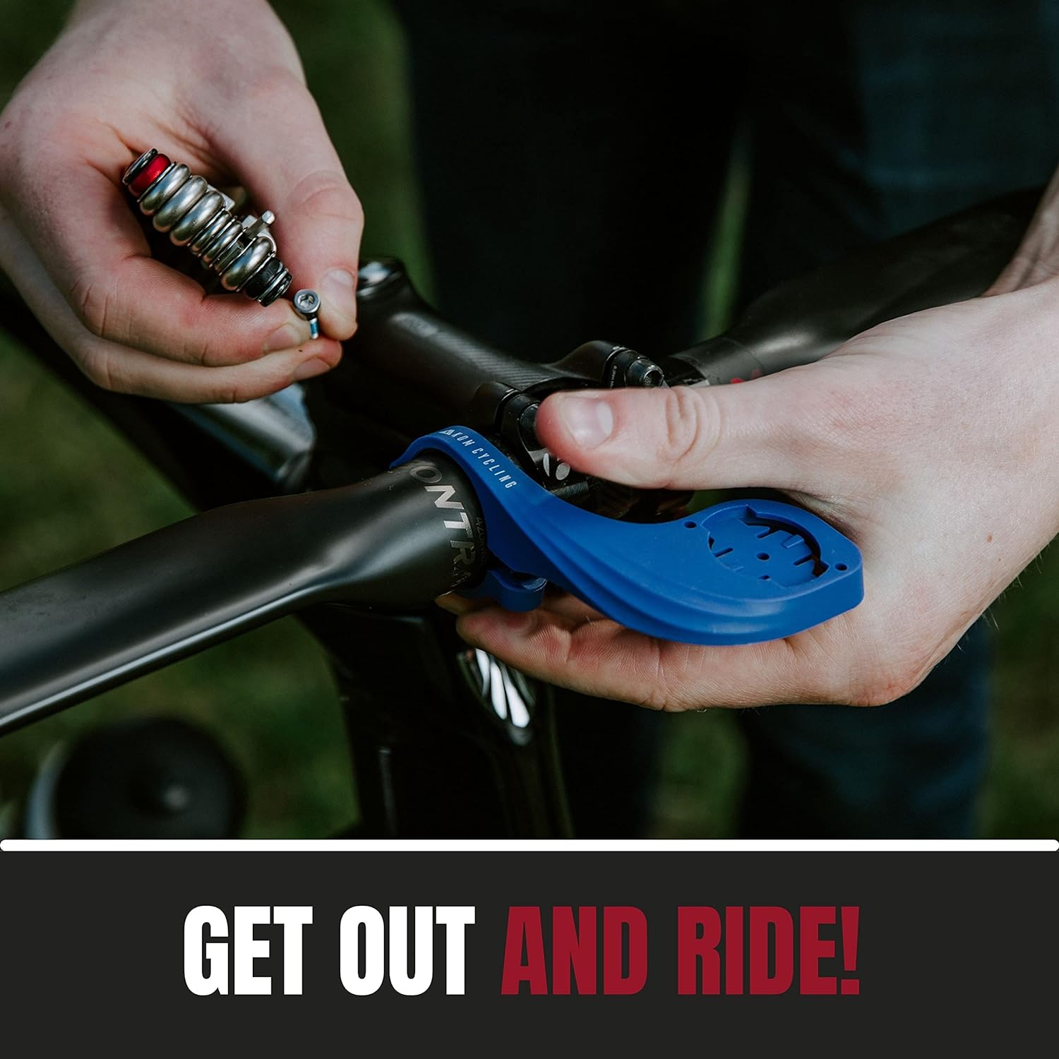 KOM Cycling Computer Mount designed to be used with Garmin Edge Series - Compatible with a range of Garmin commuters including Garmin Edge 530 Mount and Garmin 830 (Blue