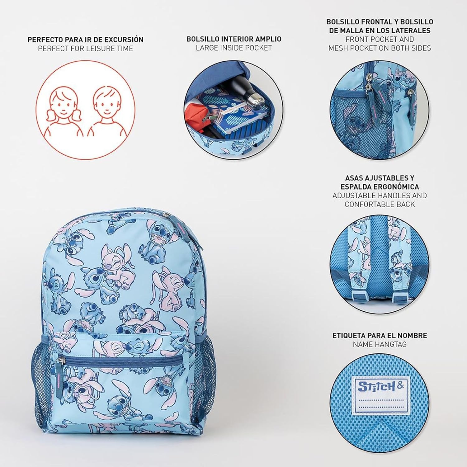 CERDÁ LIFE'S LITTLE MOMENTS Unisex Kid's Children's Leisure Backpack with Stitch Print, blue, Small