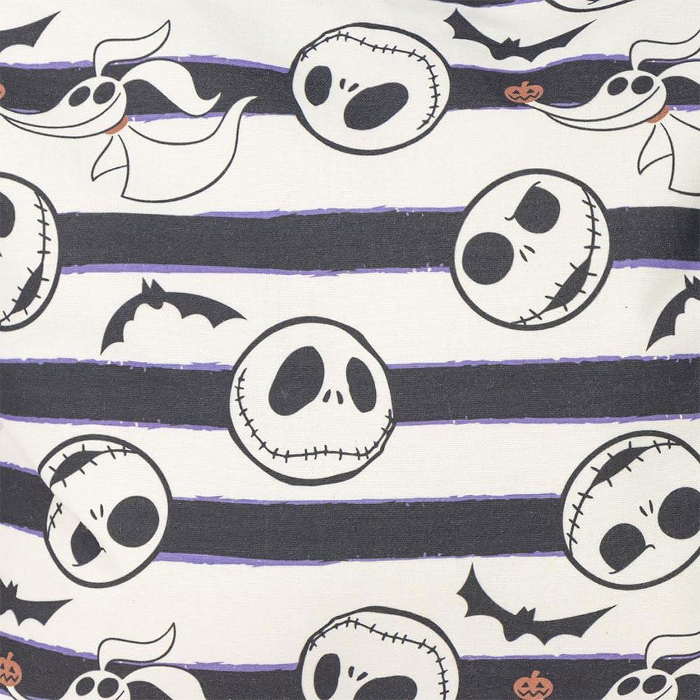 CERDÁ LIFE'S LITTLE MOMENTS Shopping-Tasche Nightmare Before Christmas, Schwarz, 36 x 39 x 0,4 cm, 2 Griffe, aus Polyester und Baumwolle, bedruckt Jack Skellington und Zero, Originalprodukt, Schwarz
