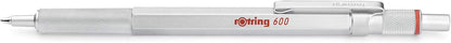 rOtring 600 Ballpoint Pen | Medium Point | Black Ink | Silver Metal Barrel with Non-Slip Knurled Grip | Refillable