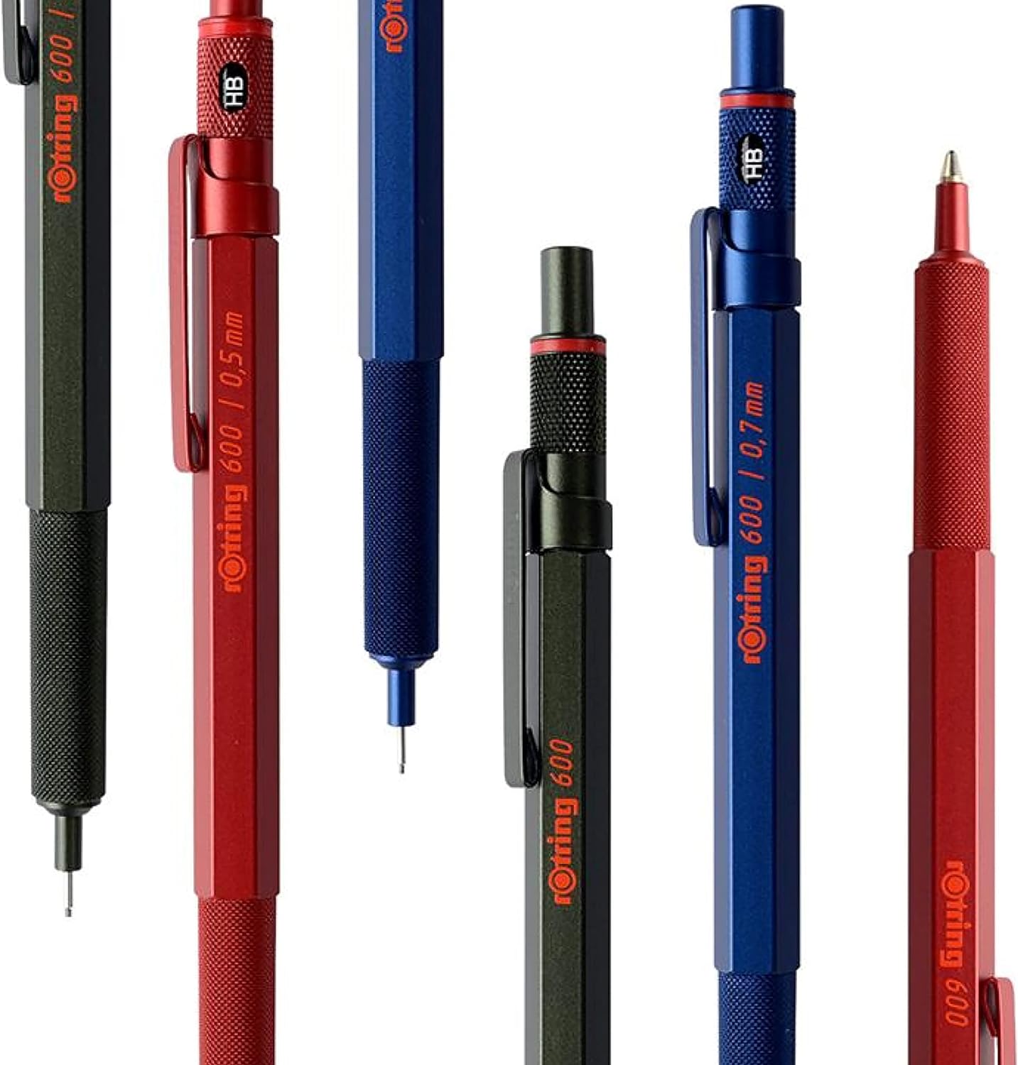 rOtring 600 Ballpoint Pen | Medium Point | Black Ink | Silver Metal Barrel with Non-Slip Knurled Grip | Refillable