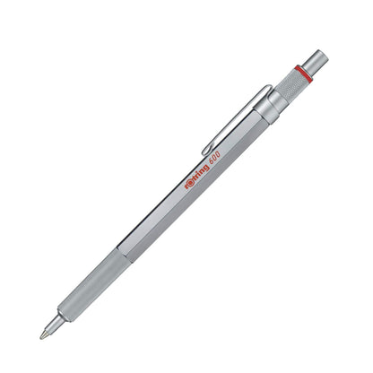rOtring 600 Ballpoint Pen | Medium Point | Black Ink | Silver Metal Barrel with Non-Slip Knurled Grip | Refillable
