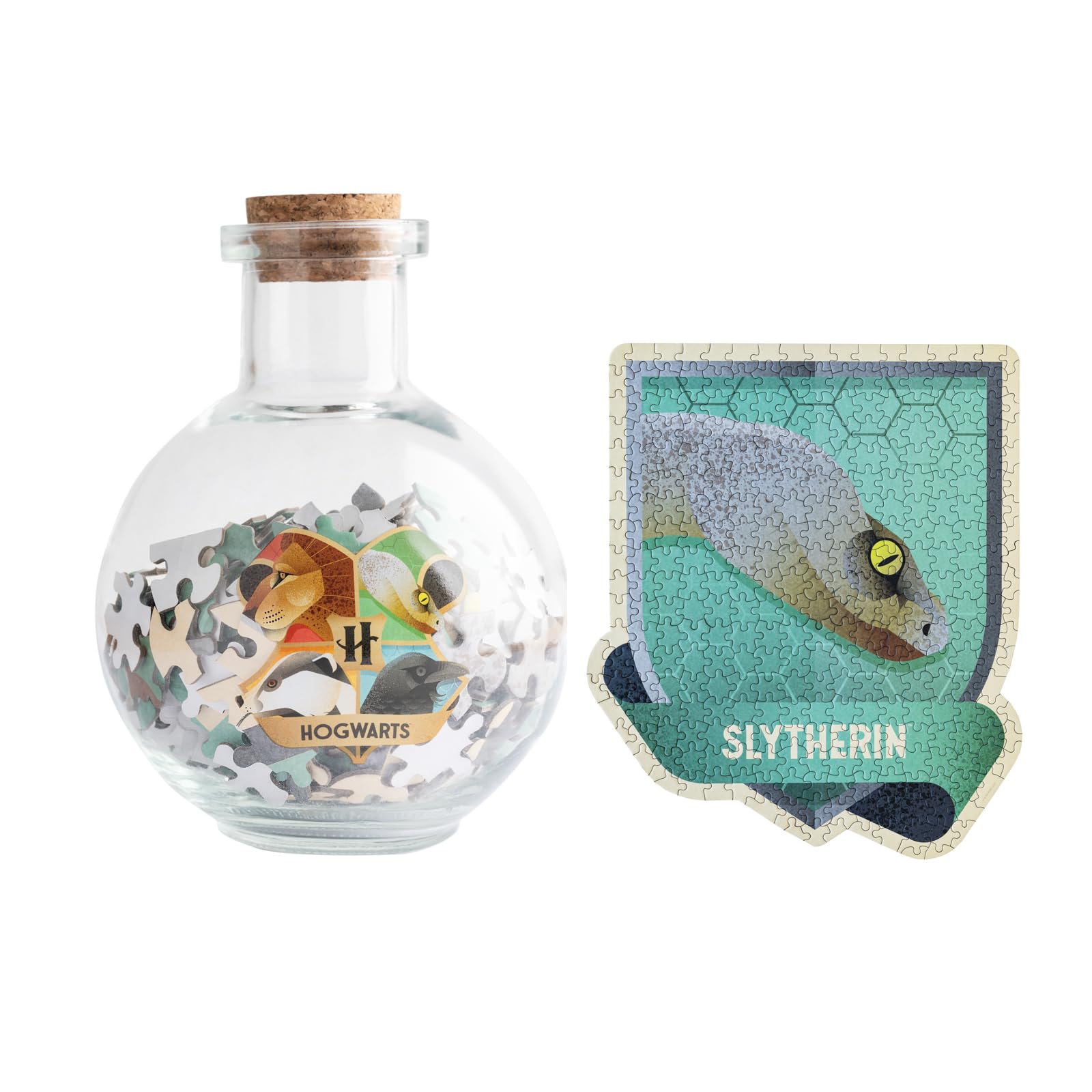 Grupo Erik Harry Potter Puzzle Slytherine Hogwarts Haus – Sammler Puzzle 322 Teile in Zaubertrinkflasche - Offizieller Harry Potter Fanartikel