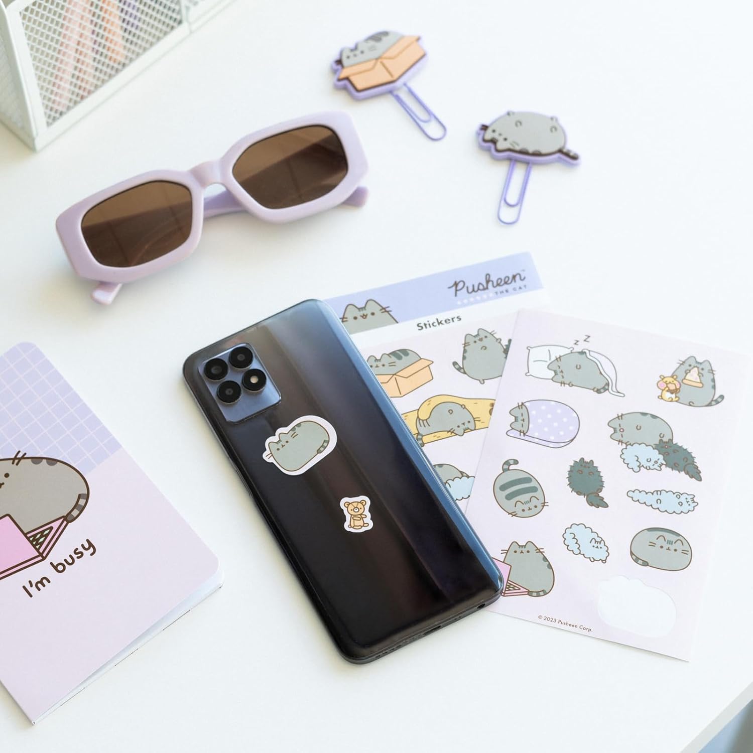 Grupo Erik Pusheen Stationery Set | Pusheen Pencil Case with A6 Notebooks, Highlighters, Sticky Notes, Paper Clips, Stickers, Pen, Pencil | Pusheen Merchandise | Pusheen Gifts